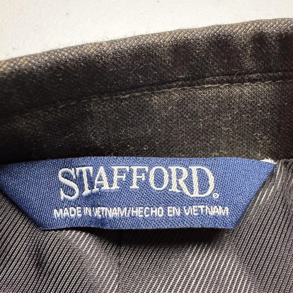 Stafford Blazer Mens 40 Regular Brown Wool Silk Windowpane Two Button Sport Coat
